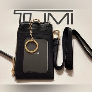 TUMI Vista SLG Lanyard Badge ID Holder Black Gold -Brand New WITH tags And